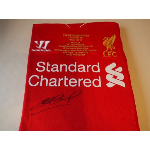 SIGNED STEVEN GERRARD LIMITED EDITION 2014/15 EMBROIDERED LIVERPOOL HONOURS HOME SHIRT