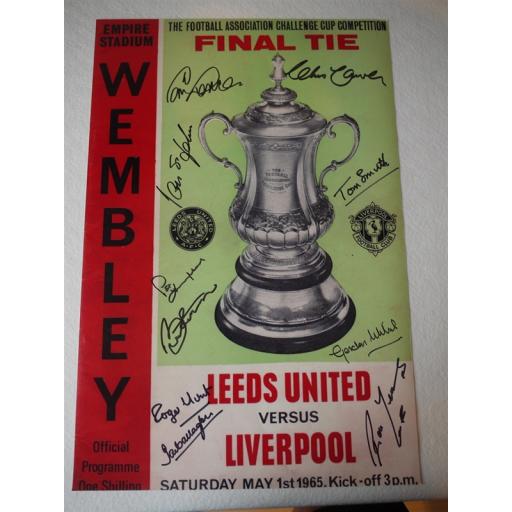 LIVERPOOL 1965 FA CUP WINNERS SIGNED RANGE - 1965 FA CUP FINAL PROGRAMME COVER 16X12 PHOTO