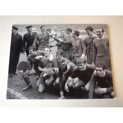 LIVERPOOL 1965 FA CUP WINNERS SIGNED RANGE - 1965 FA CUP FINAL 16X12 TEAM GROUP CELEBRATION PHOTO