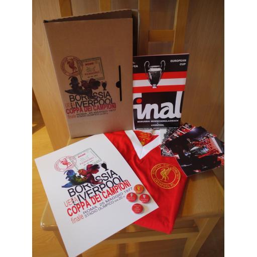 LIMITED EDITION 40TH ANNIVERSARY 1977 EUROPEAN CUP FINAL LIVERPOOL FC SIGNED SHIRT BOX SET