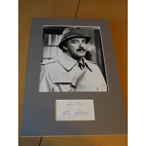 SIGNED & MOUNTED PETER SELLERS PINK PANTHER CARD & PHOTO DISPLAY